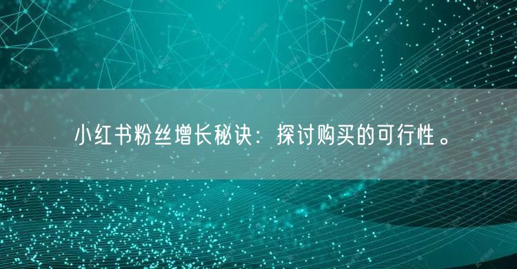小红书粉丝增长秘诀：探讨购买的可行性。