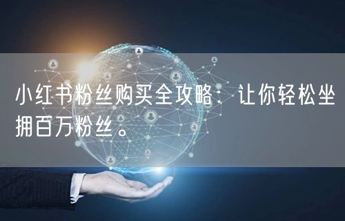 小红书粉丝购买全攻略：让你轻松坐拥百万粉丝。