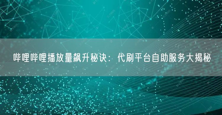 哔哩哔哩播放量飙升秘诀：代刷平台自助服务大揭秘