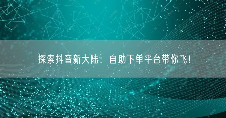 探索抖音新大陆：自助下单平台带你飞！