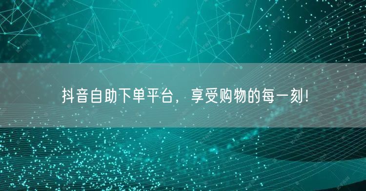 抖音自助下单平台，享受购物的每一刻！
