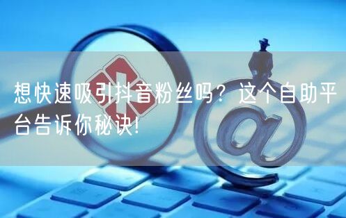 想快速吸引抖音粉丝吗？这个自助平台告诉你秘诀!