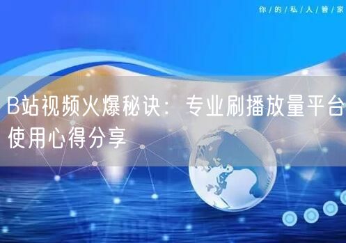 B站视频火爆秘诀：专业刷播放量平台使用心得分享