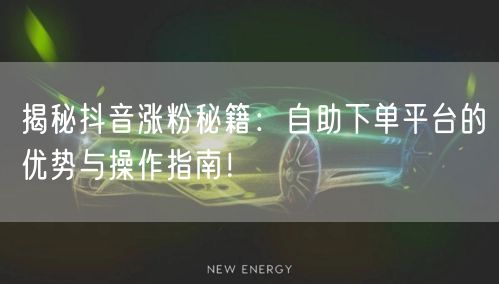 揭秘抖音涨粉秘籍：自助下单平台的优势与操作指南！