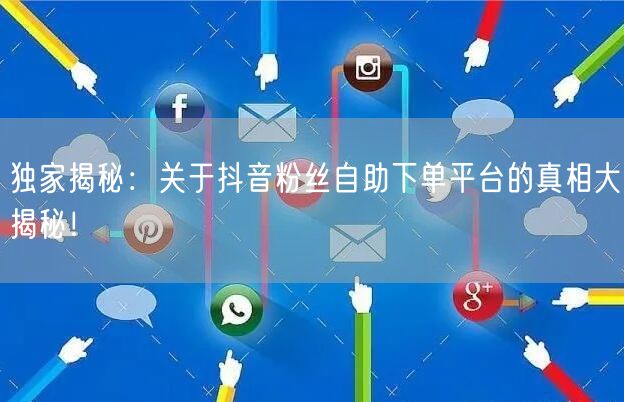 独家揭秘：关于抖音粉丝自助下单平台的真相大揭秘！