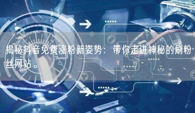 揭秘抖音免费涨粉新姿势：带你走进神秘的刷粉丝网站。