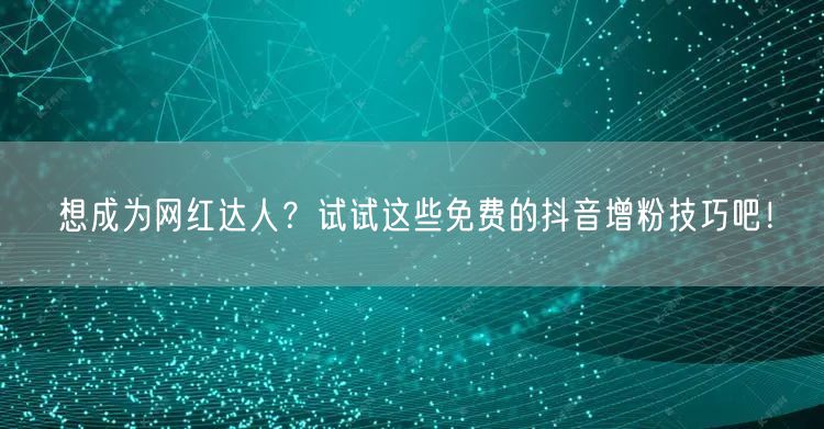 想成为网红达人？试试这些免费的抖音增粉技巧吧！