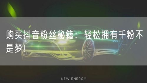 购买抖音粉丝秘籍：轻松拥有千粉不是梦！