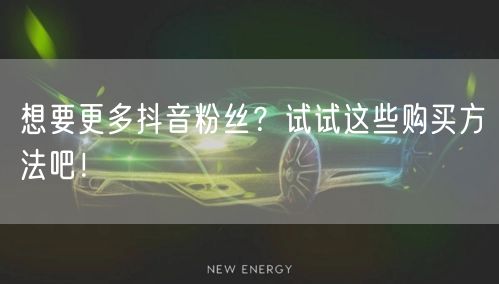 想要更多抖音粉丝？试试这些购买方法吧！