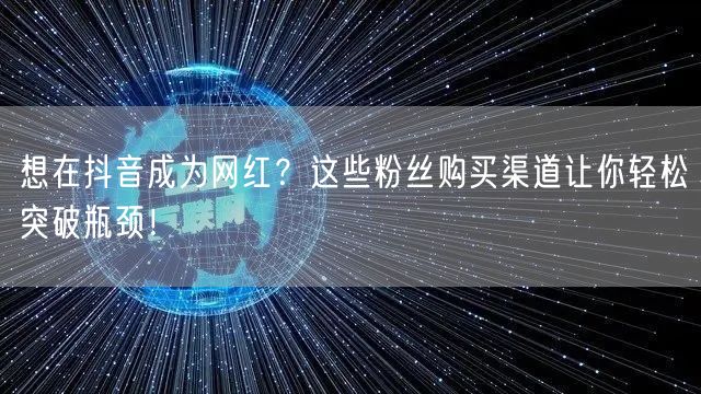 想在抖音成为网红？这些粉丝购买渠道让你轻松突破瓶颈！