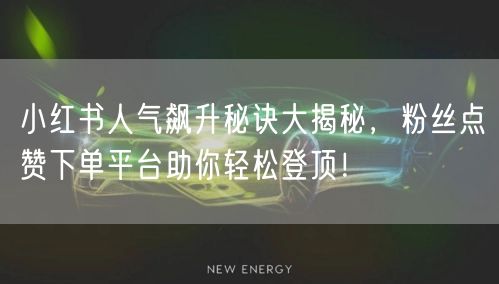 小红书人气飙升秘诀大揭秘，粉丝点赞下单平台助你轻松登顶！