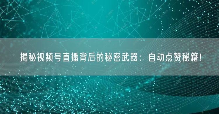 揭秘视频号直播背后的秘密武器：自动点赞秘籍！