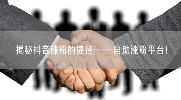 揭秘抖音涨粉的捷径——自助涨粉平台！