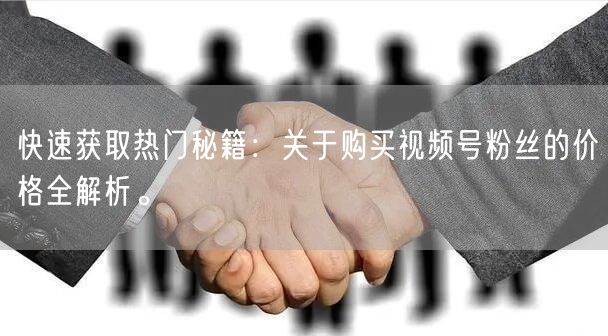 快速获取热门秘籍：关于购买视频号粉丝的价格全解析。