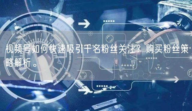 视频号如何快速吸引千名粉丝关注？购买粉丝策略解析。