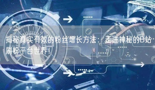 揭秘真实有效的粉丝增长方法：走进神秘的B站刷粉平台世界！