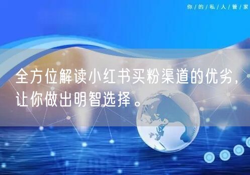 全方位解读小红书买粉渠道的优劣，让你做出明智选择。