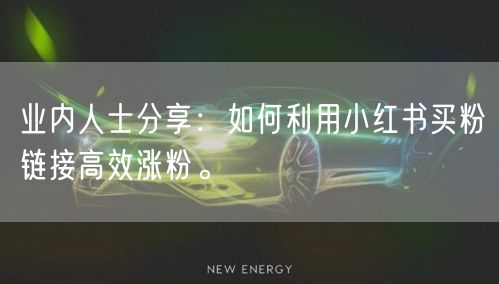 业内人士分享：如何利用小红书买粉链接高效涨粉。