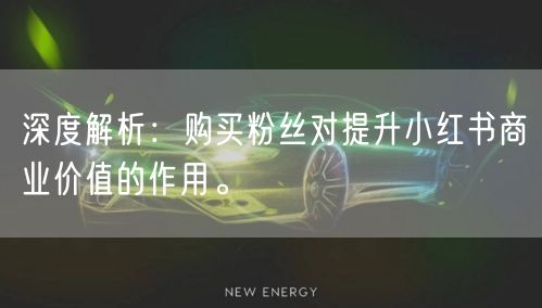 深度解析：购买粉丝对提升小红书商业价值的作用。