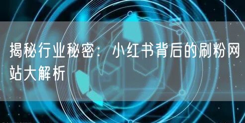 揭秘行业秘密：小红书背后的刷粉网站大解析
