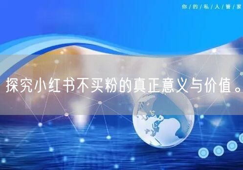 探究小红书不买粉的真正意义与价值。