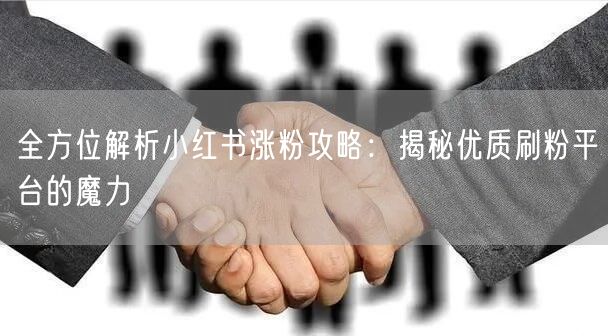 全方位解析小红书涨粉攻略：揭秘优质刷粉平台的魔力