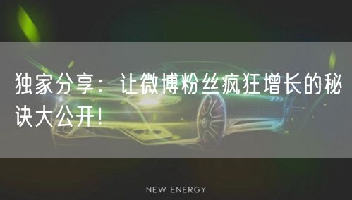 独家分享：让微博粉丝疯狂增长的秘诀大公开！