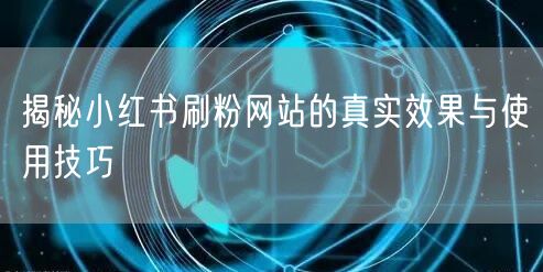 揭秘小红书刷粉网站的真实效果与使用技巧