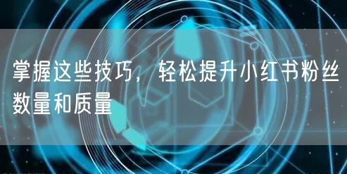 掌握这些技巧，轻松提升小红书粉丝数量和质量