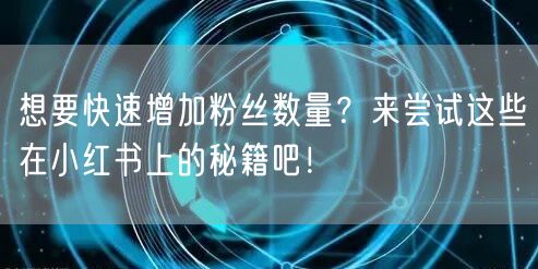 想要快速增加粉丝数量？来尝试这些在小红书上的秘籍吧！