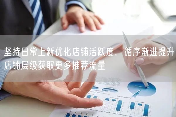 坚持日常上新优化店铺活跃度,循序渐进提升店铺层级获取更多推荐流量