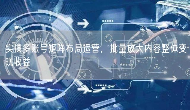 实操多账号矩阵布局运营,批量放大内容整体变现收益